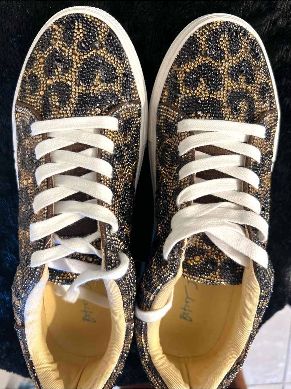 đBetsey Johnson Sidny Leopard Rhinestone Embellished Platform Sneakers-NIB-SZ 10 - Picture 14 of 15